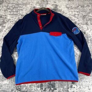 L CLUB ROOM Snap Collar Alpine Fleece Pullover Colorblock  L Sporty Retro